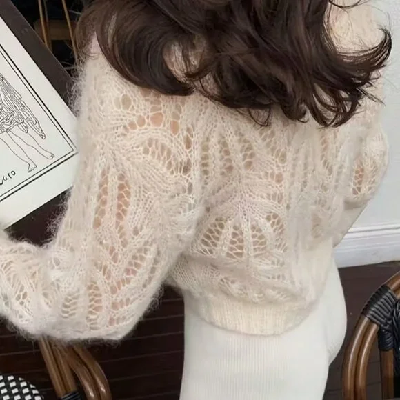 Apricot Elegant Women's Sweater - Picture 3 of 10